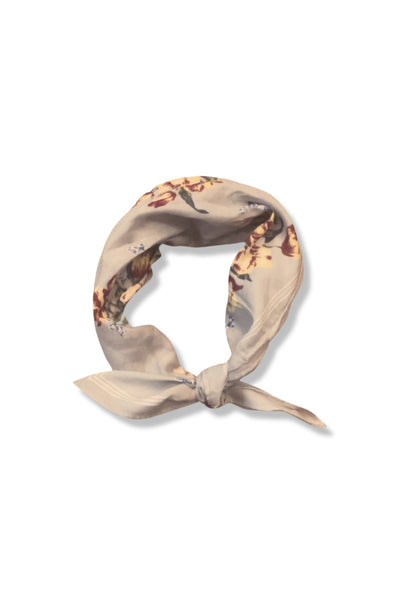 GRAY GREEN WITH IVORY AND BROWN FLOWERS BANDANA