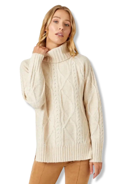 CABLE KNIT TURTLENECK IVORY