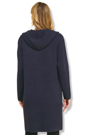 KNIT CARDIGAN WITH HOOD NAVY