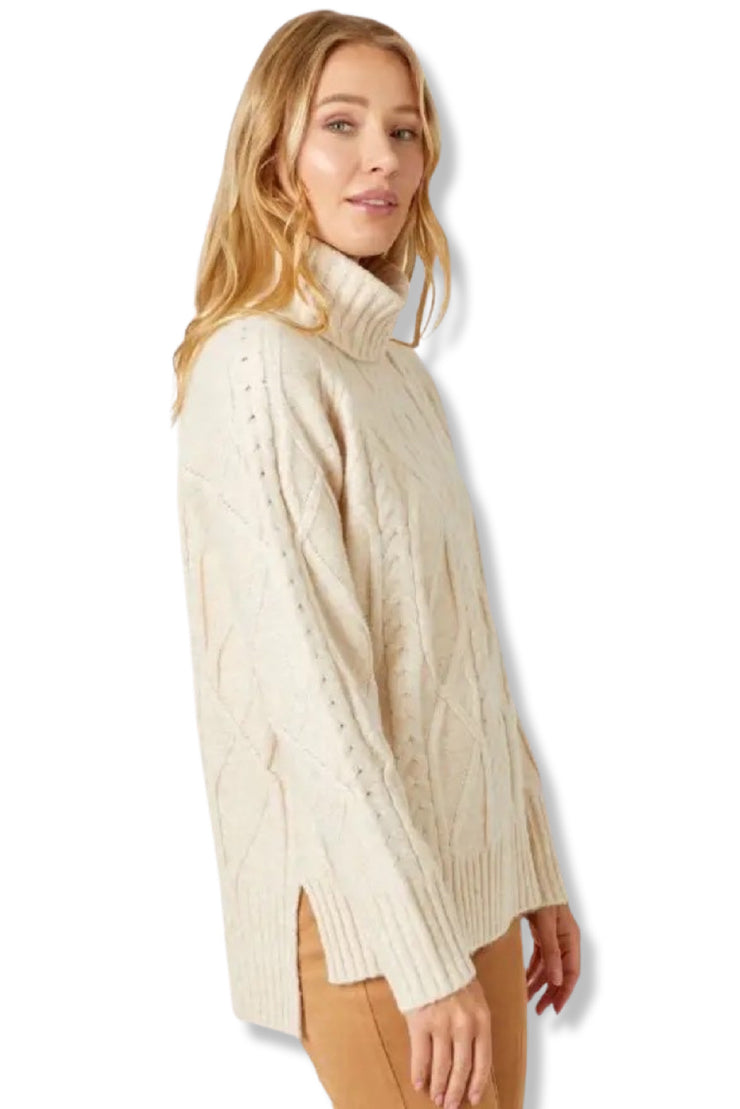 CABLE KNIT TURTLENECK IVORY