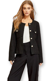 TWEED JACKET WITH PEARL BUTTONS BLACK