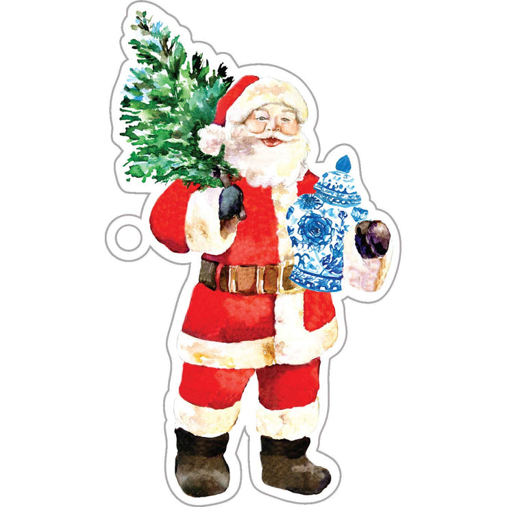 WH Hostess Social Stationery - Santa with Ginger Jar Die-cut Gift Tags