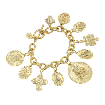 Susan Shaw - Gold Saints Charm Bracelet