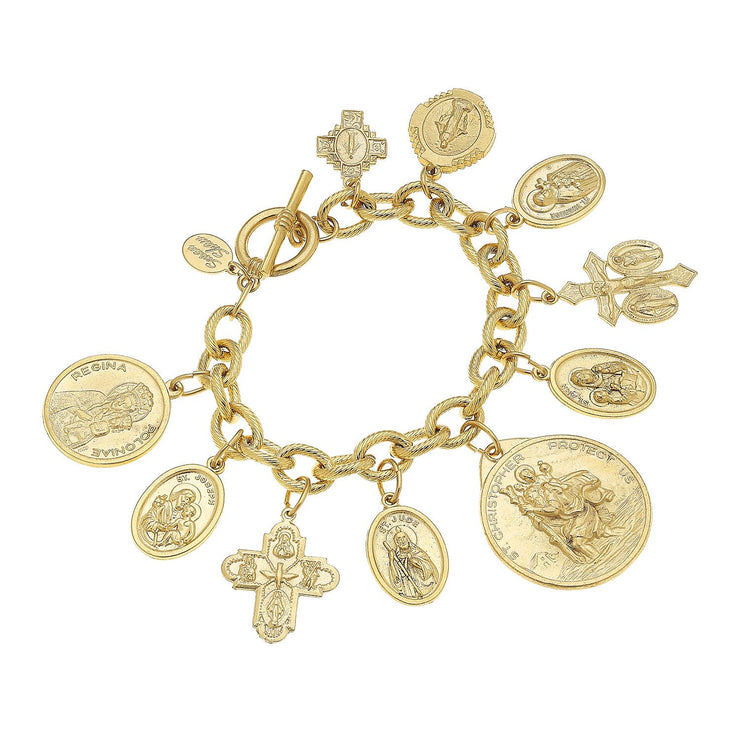 Susan Shaw - Gold Saints Charm Bracelet