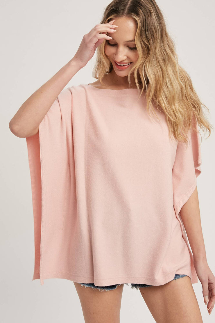 Bluivy - BOATNECK PONCHO KNIT TOP