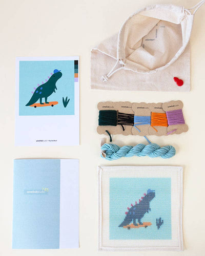 Unwind Studio - Dino The Skater - Needlepoint Kit for Kids