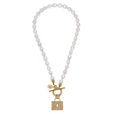Susan Shaw - Gold Lock Freshwater Pearl Necklace