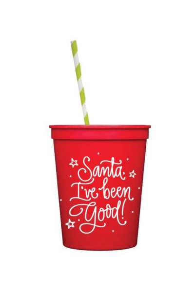 SANTA, IVE BEEN GOOD KIDS CUPS WITH LIDS