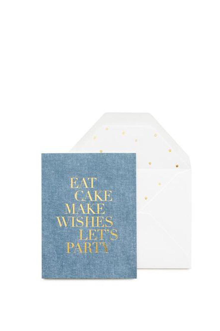 EAT CAKE MAKE WISHES LET'S PARTY CARD