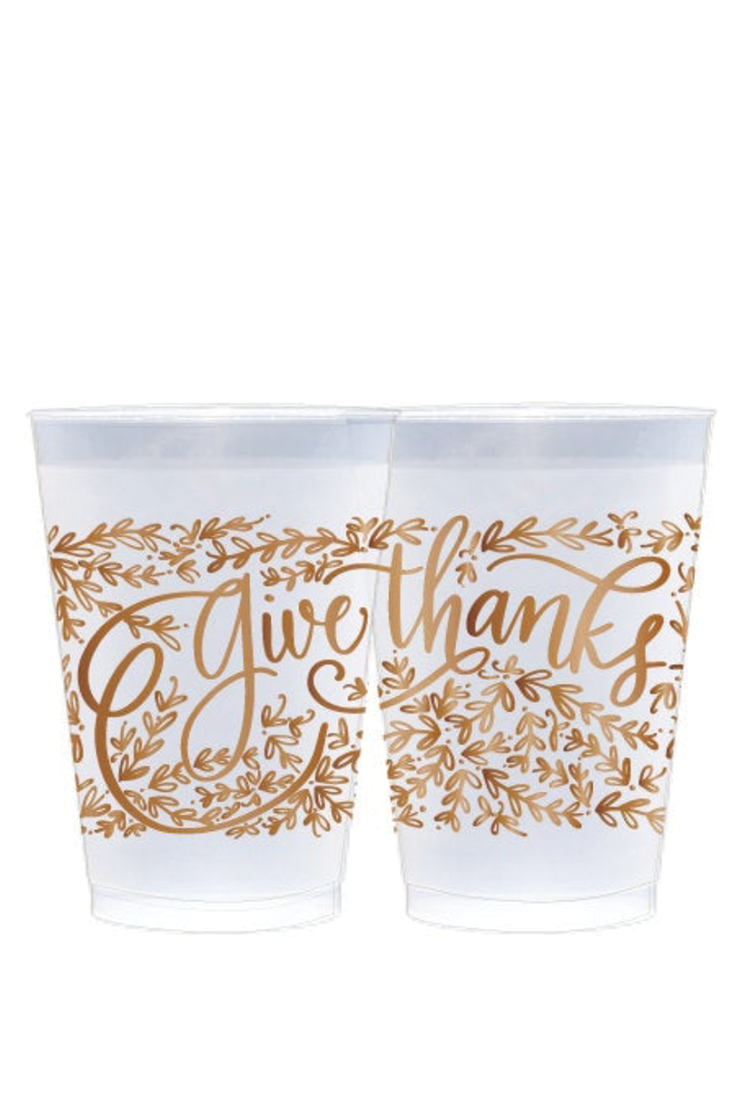 GIVE THANKS FROSTED REUSABLE CUPS COPPER