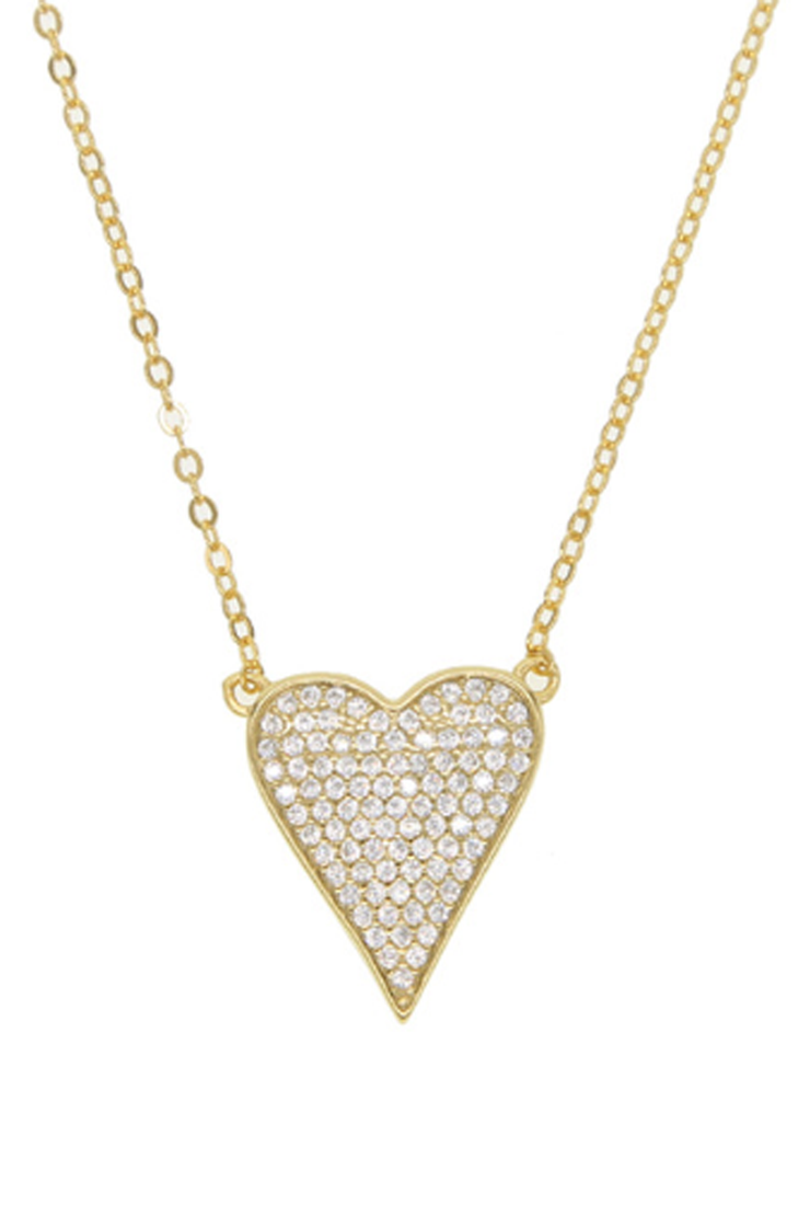 PAVE HEART NECKLACE GOLD