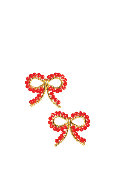 LISI LERCH LITTLE BOW EARRING RED