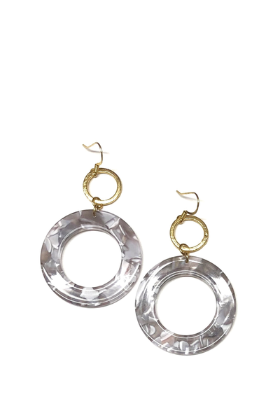 CLAIRE DOUBLE CIRCLE EARRINGS GRAY