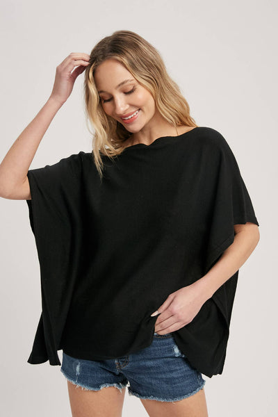 Bluivy - BOATNECK PONCHO KNIT TOP