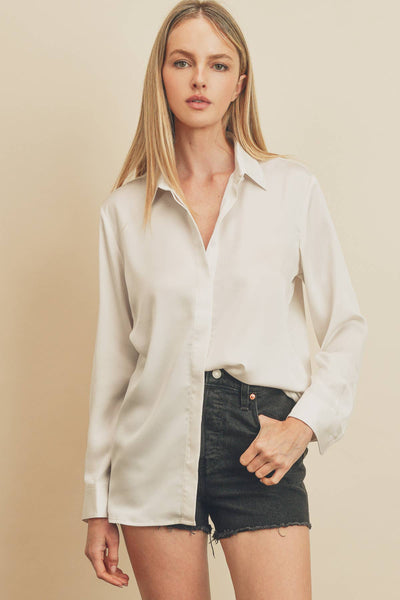 Dress Forum - Satin Hidden Button Down Shirt