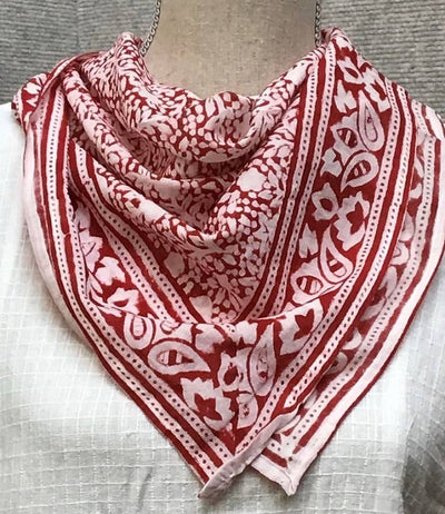 Natural Habitat - Scarf 22" Sq. Holiday Paisley Red